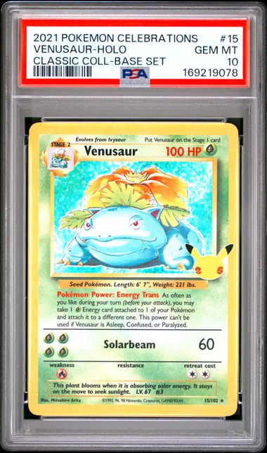 VENUSAUR 15/102 PSA 10 POKEMON CELEBRATIONS CLASSIC COLLECTION HOLO