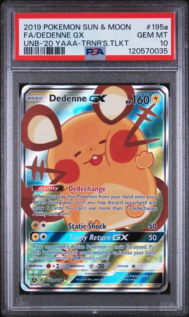 DEDENNE GX 195A/214 PSA 10 POKEMON TRAINERS TOOLKIT FULL ART PROMO