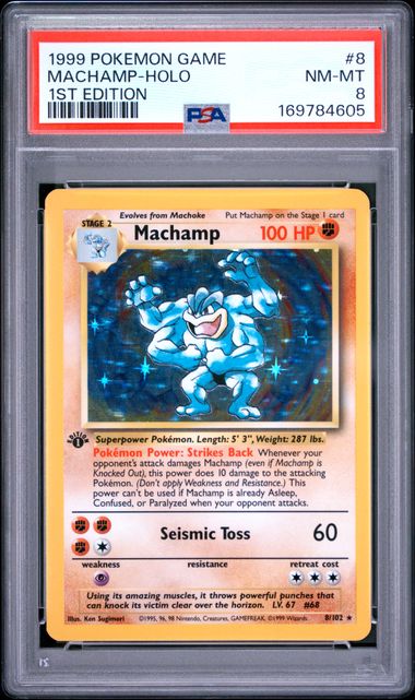 MACHAMP 8/102 PSA 8 POKEMON BASE SET 1ST EDITION HOLO RARE