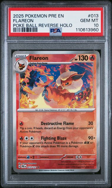 FLAREON 013/131 PSA 10 POKEMON PRISMATIC EVOLUTIONS REVERSE HOLO
